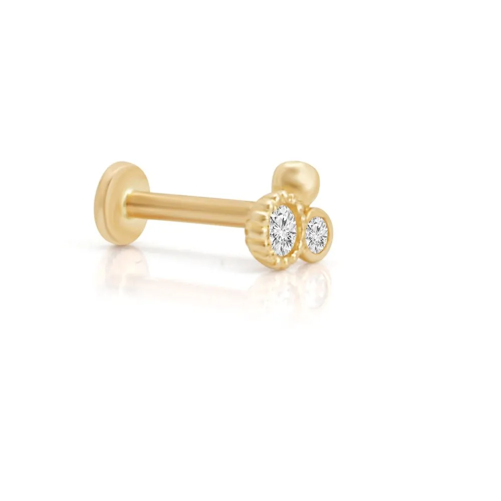 Triple Diamond Cluster Flat Back Stud