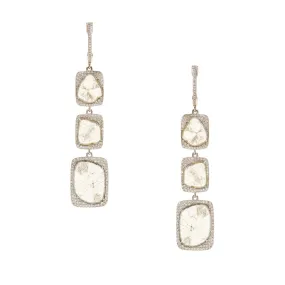 Triple Square Sliced Diamond Earrings