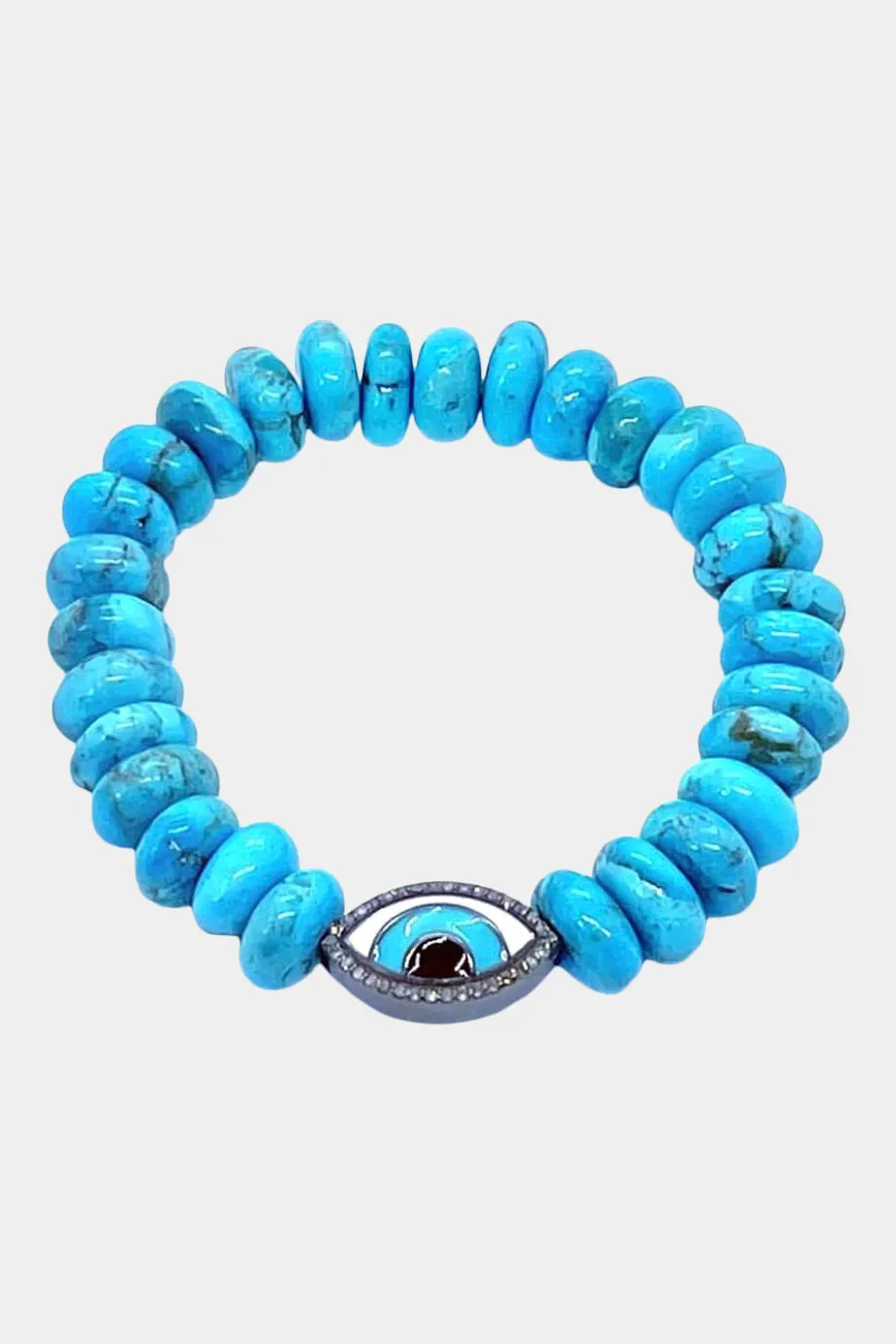 Turquoise Stretch Bracelet Diamond Evil Eye