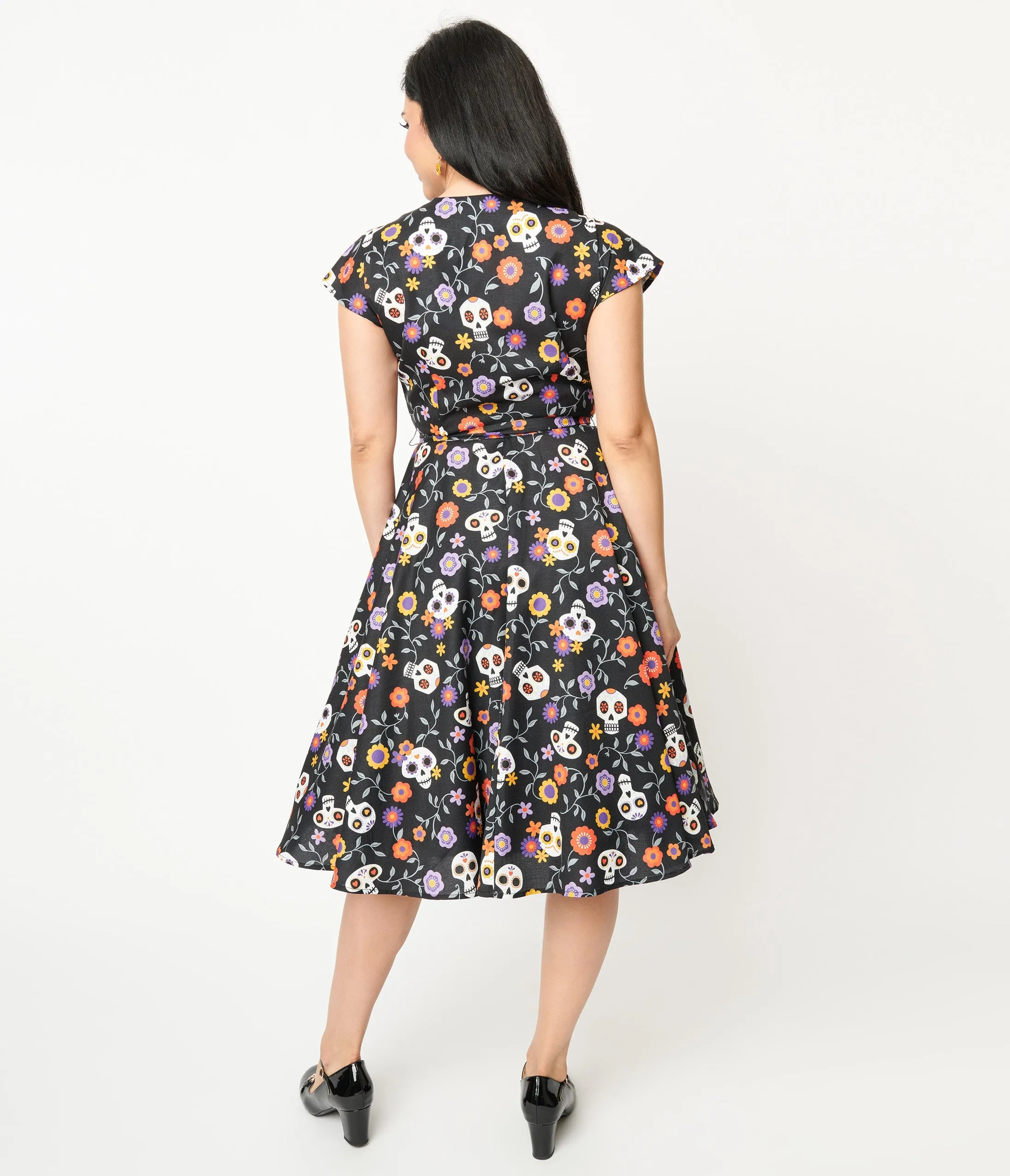 Unique Vintage Sugar Skulls Hedda Swing Dress