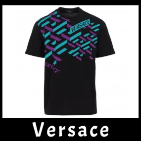 VERSACE  |Cotton Short Sleeves Logo Luxury T-Shirts