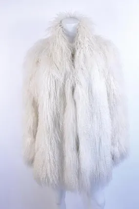 Vintage 70's White Mongolian Lamb Fur Coat