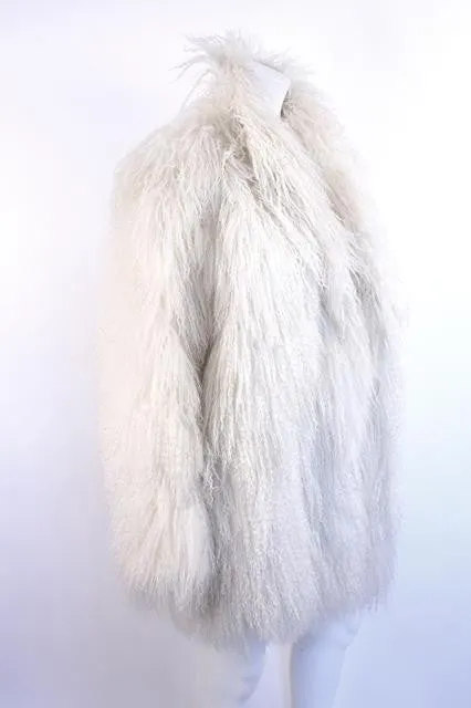 Vintage 70's White Mongolian Lamb Fur Coat