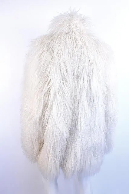 Vintage 70's White Mongolian Lamb Fur Coat