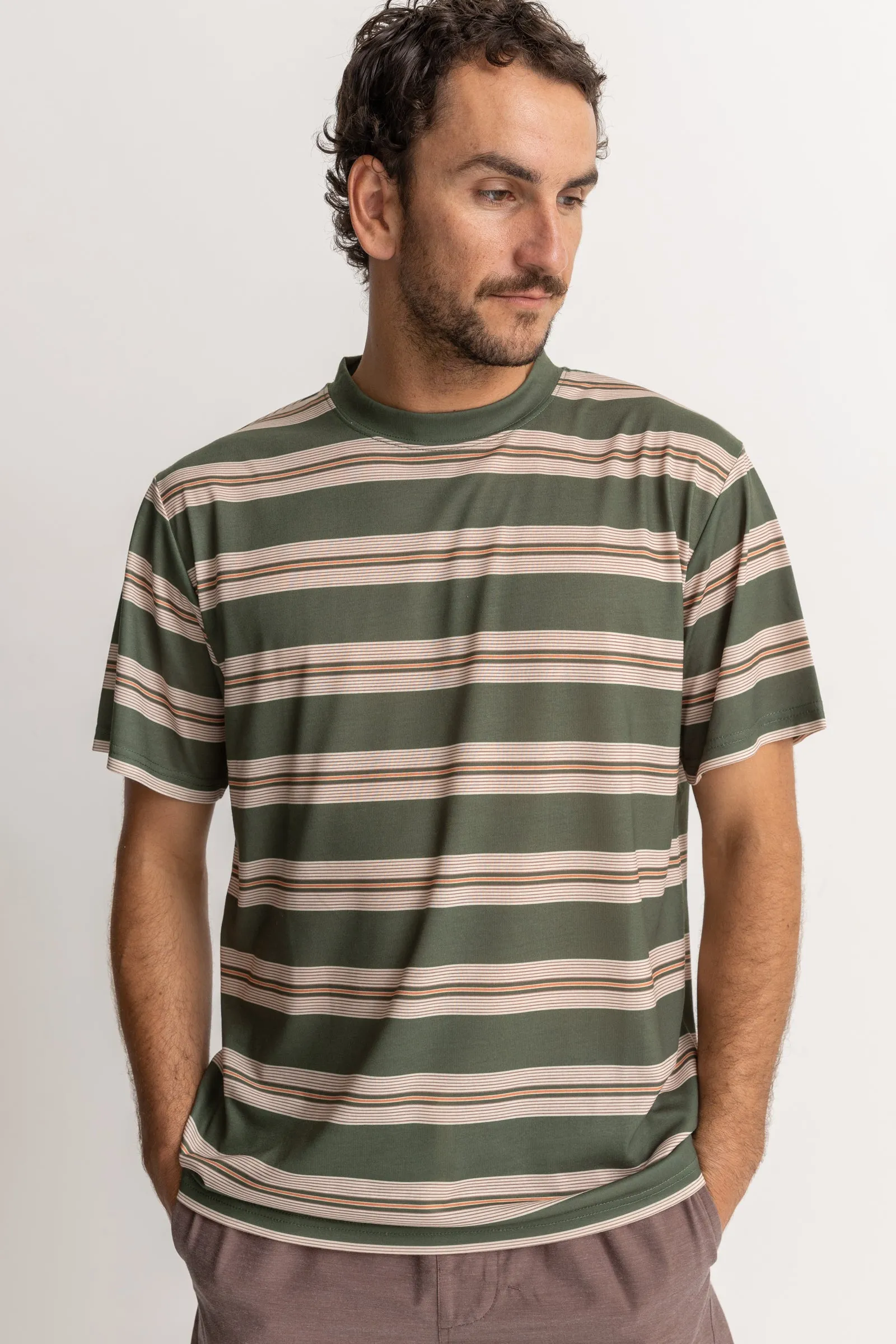 Vintage Stripe Ss T Shirt Olive