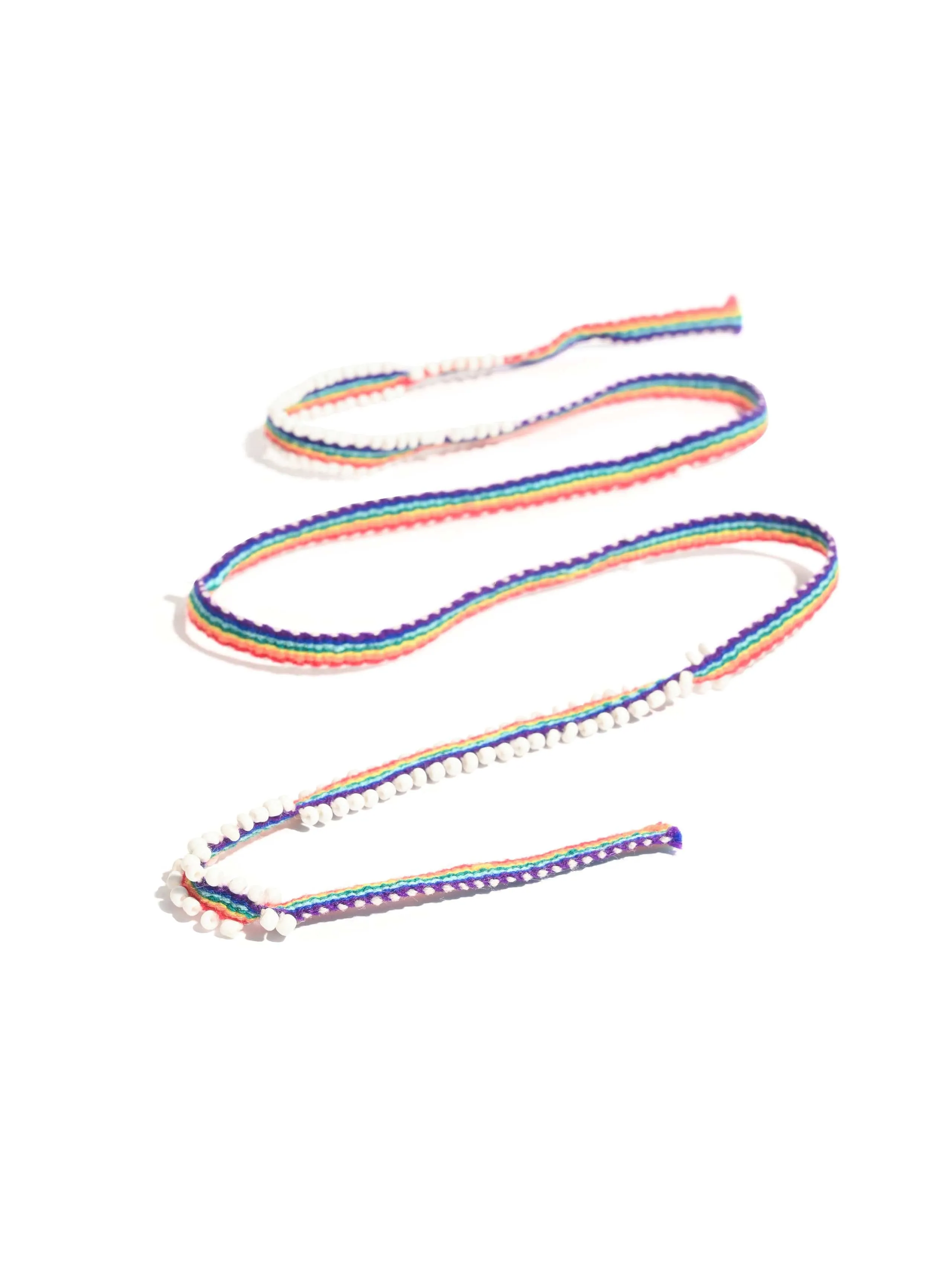 Watana Ties with Beaded Trim - Narrow - Rainbow