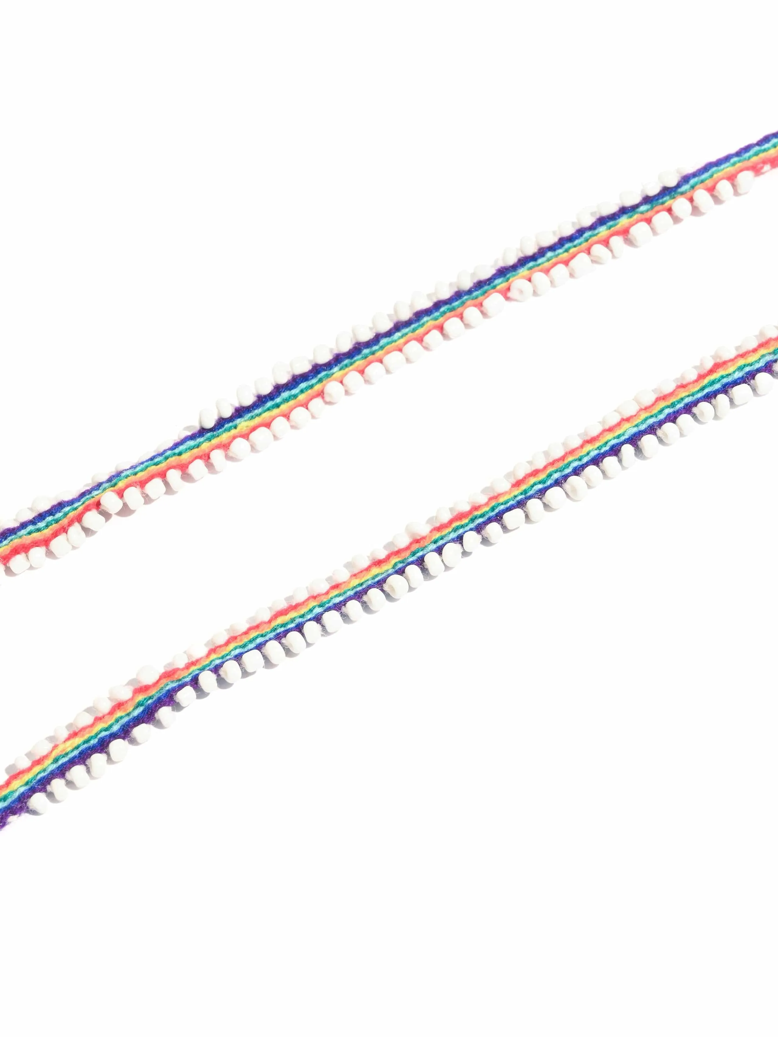 Watana Ties with Beaded Trim - Narrow - Rainbow