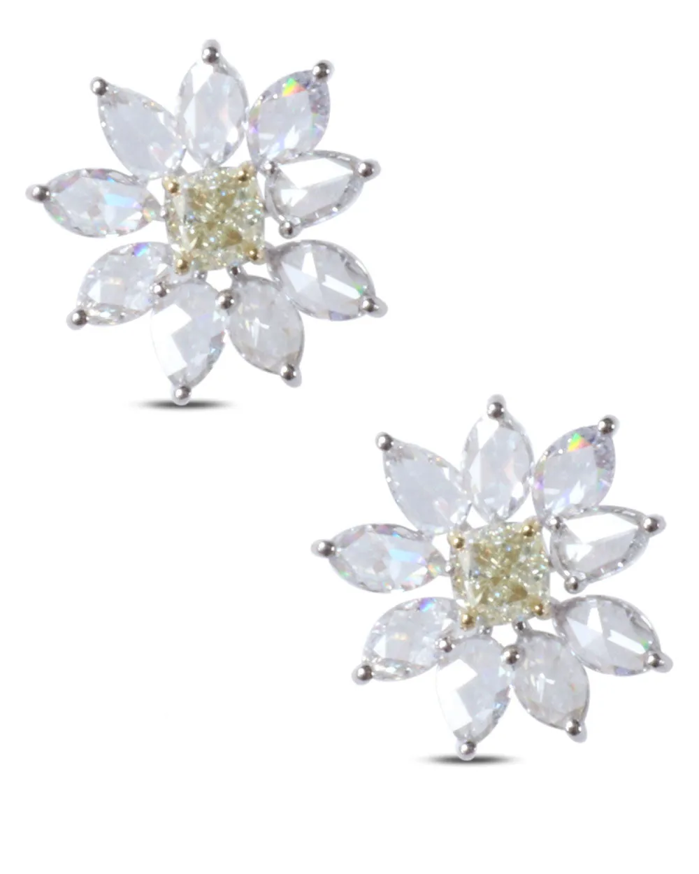 White Diamond Sunflower Studs