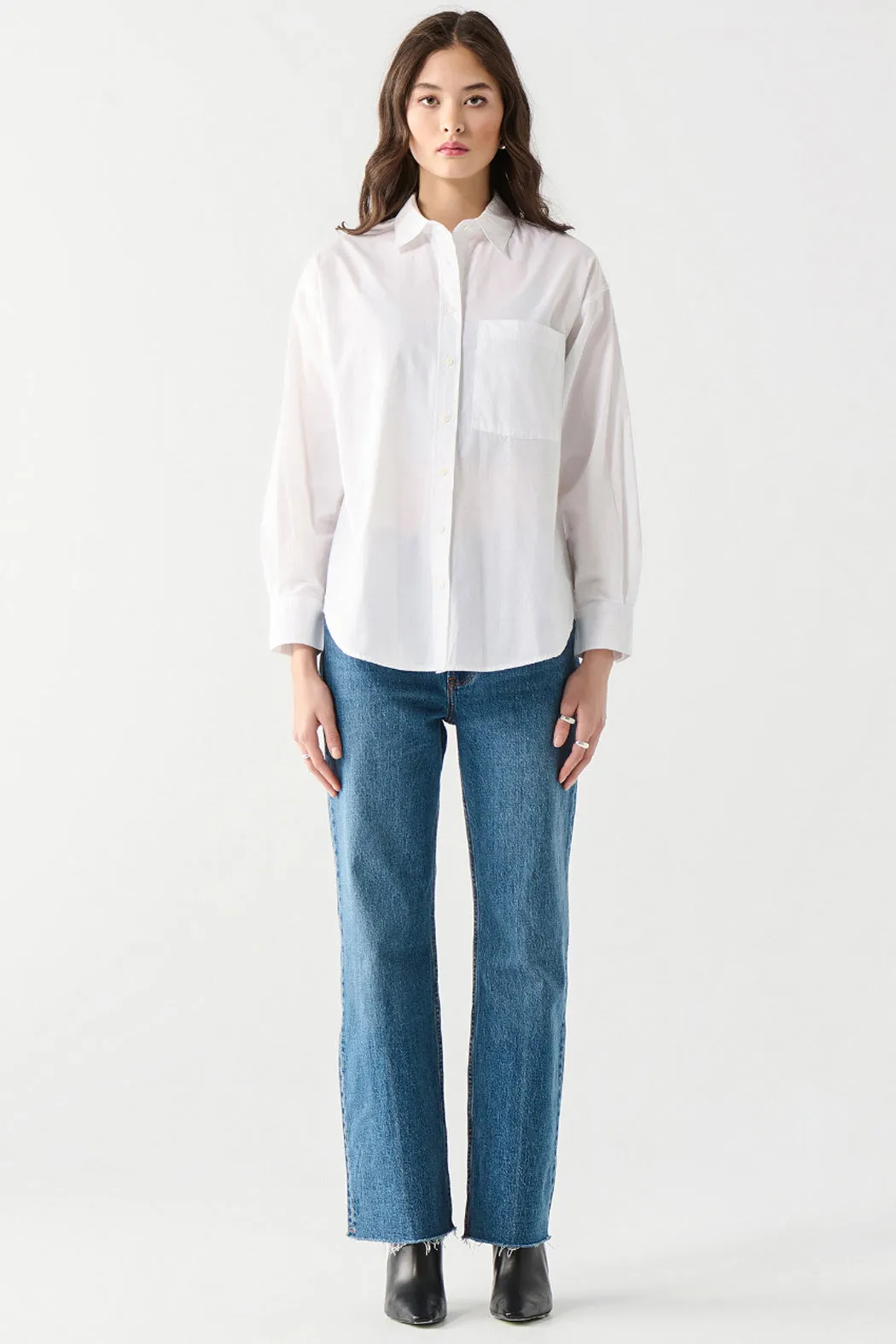 White Poplin Button Up