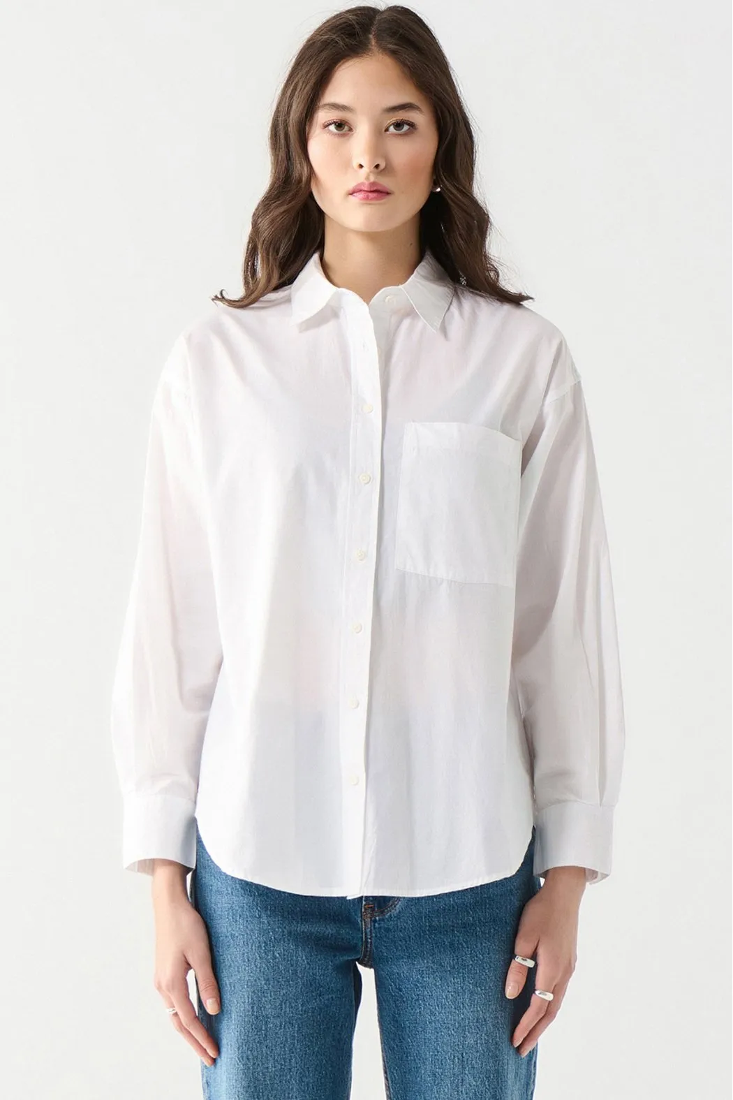 White Poplin Button Up