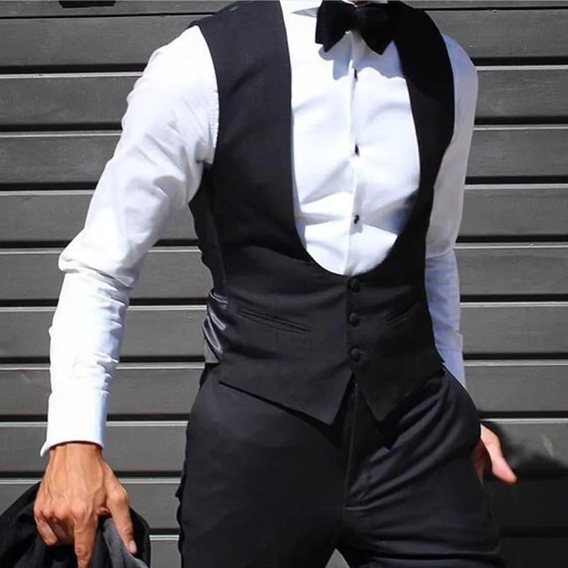 Xituodai Black Men Vest for Wedding Groom Tuxedo One Piece Slim Fit Waistcoat Solid Color Male Fashoin Coat Clothes