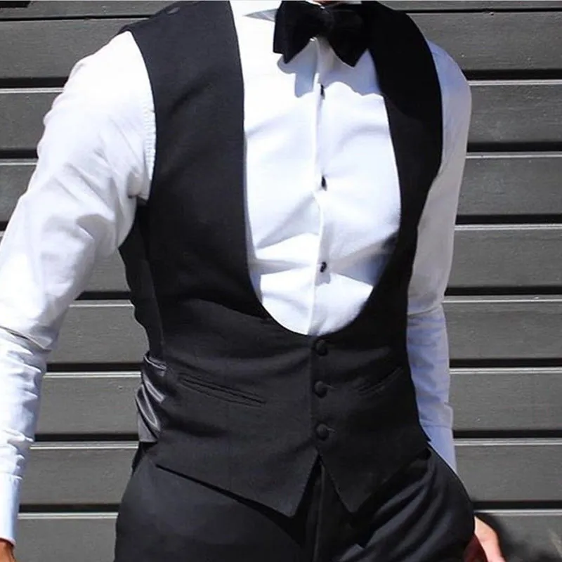 Xituodai Black Men Vest for Wedding Groom Tuxedo One Piece Slim Fit Waistcoat Solid Color Male Fashoin Coat Clothes