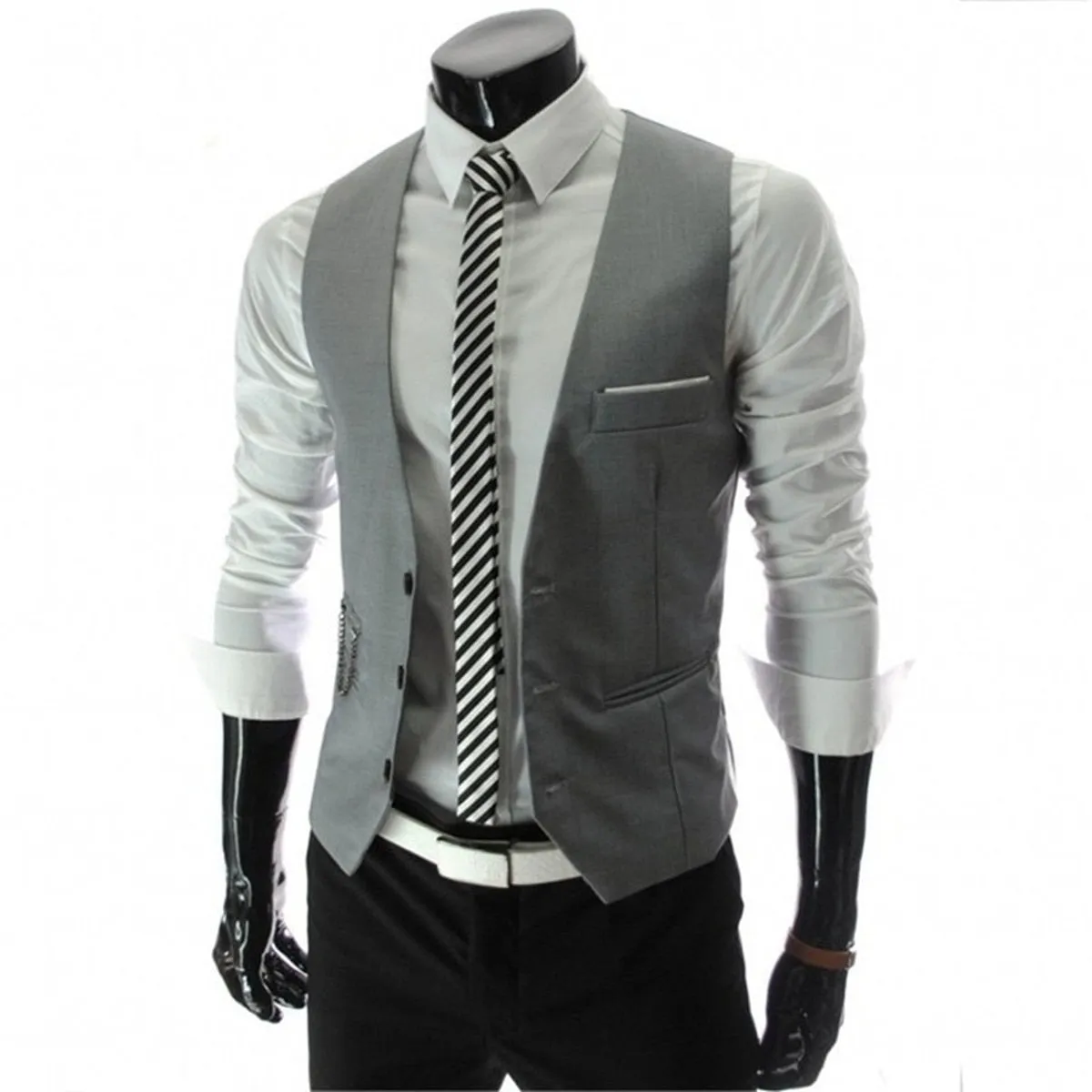 Xituodai New Suit Men's Slim V-neck Suit Vest Blazer British Business Fashion Suit Vest Men Vest Gentleman Slim Waistcoat Inside