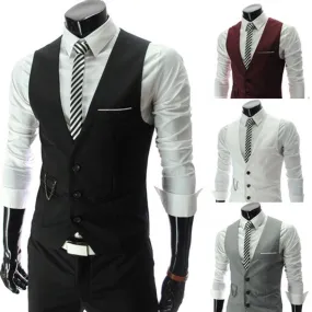 Xituodai New Suit Men's Slim V-neck Suit Vest Blazer British Business Fashion Suit Vest Men Vest Gentleman Slim Waistcoat Inside