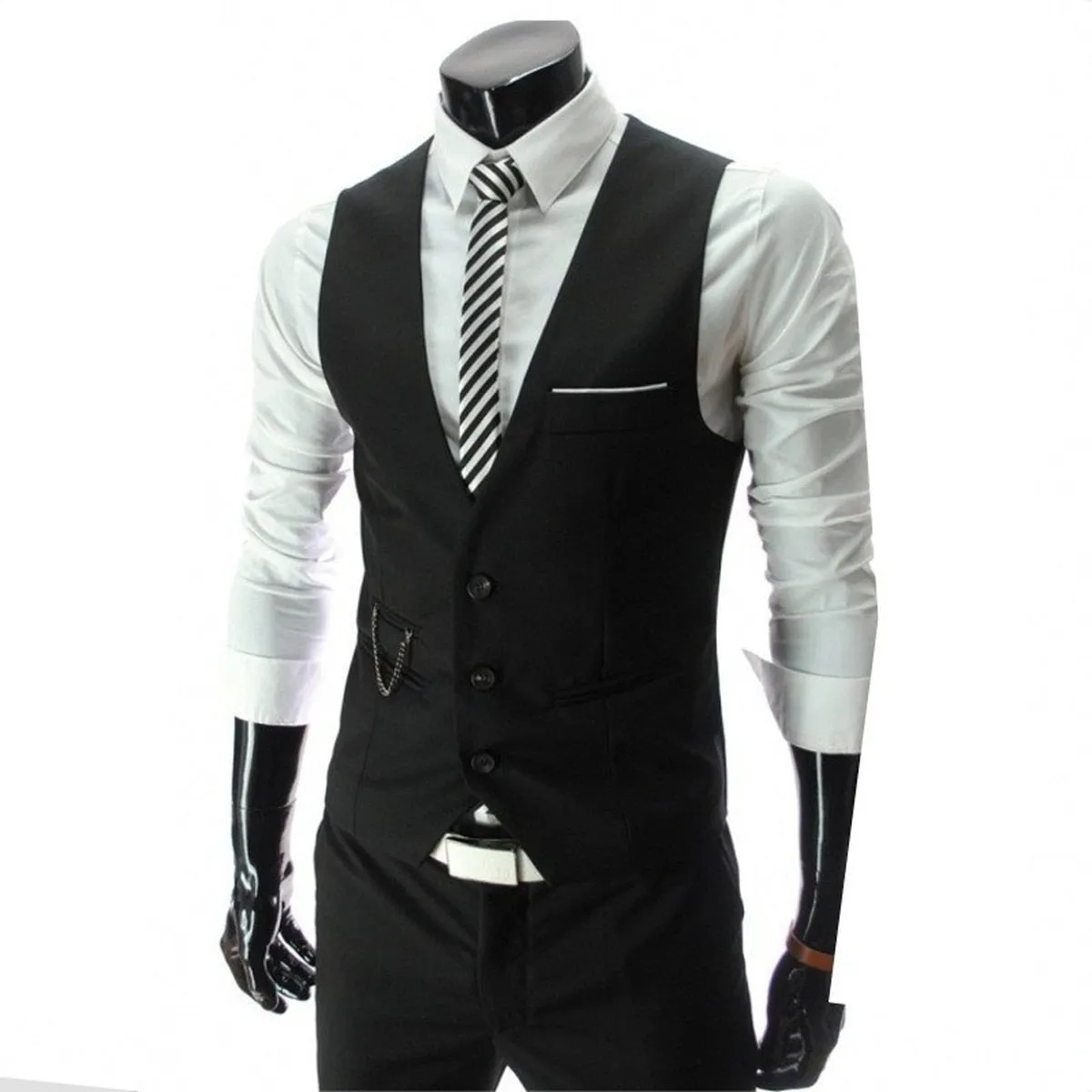 Xituodai New Suit Men's Slim V-neck Suit Vest Blazer British Business Fashion Suit Vest Men Vest Gentleman Slim Waistcoat Inside