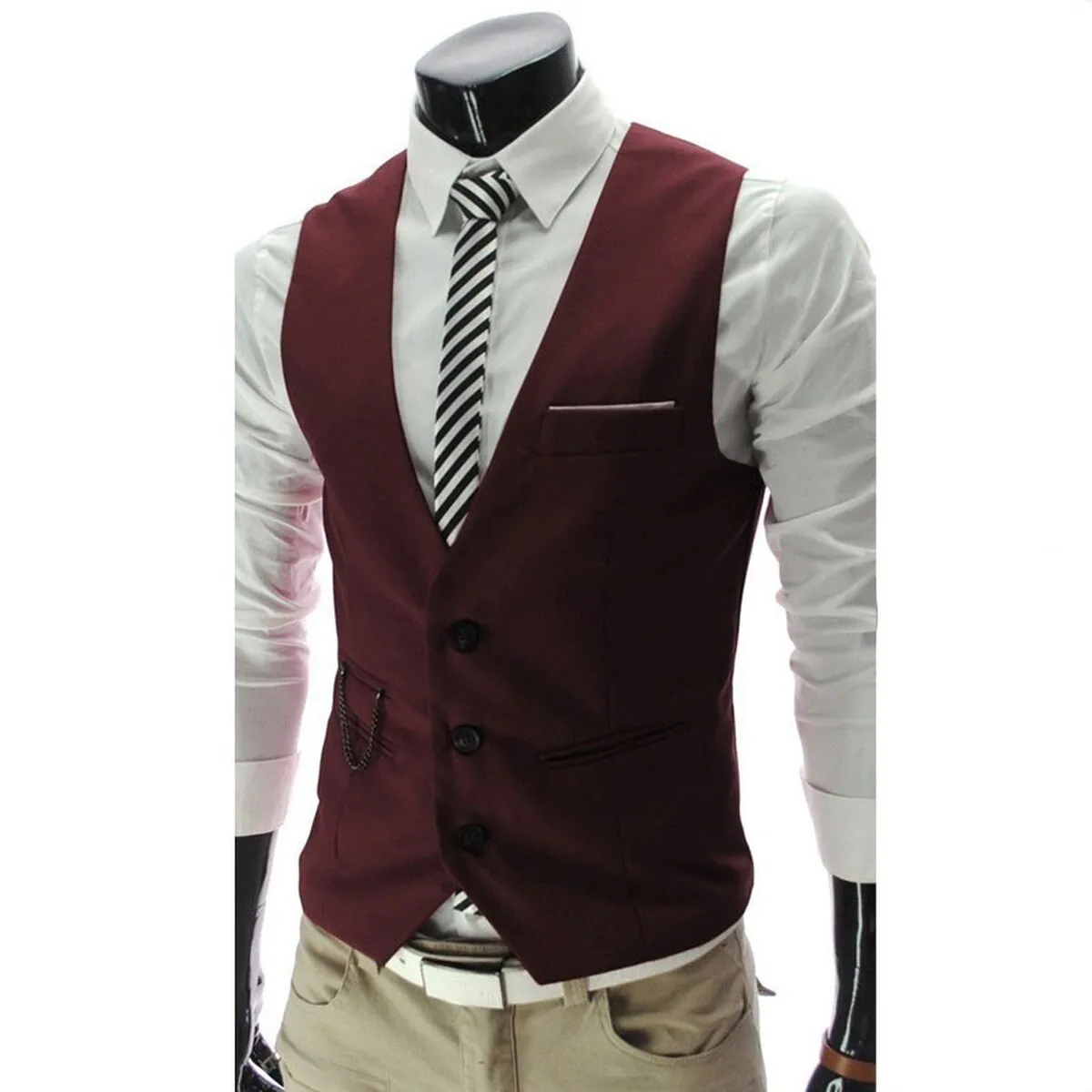 Xituodai New Suit Men's Slim V-neck Suit Vest Blazer British Business Fashion Suit Vest Men Vest Gentleman Slim Waistcoat Inside