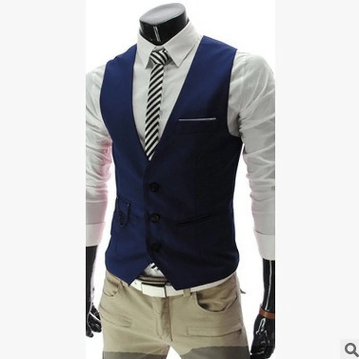 Xituodai New Suit Men's Slim V-neck Suit Vest Blazer British Business Fashion Suit Vest Men Vest Gentleman Slim Waistcoat Inside