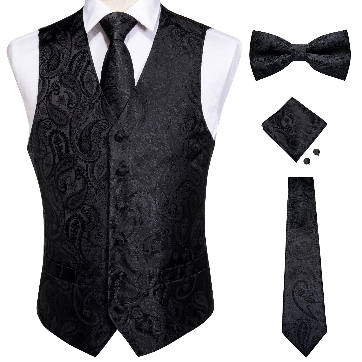 Xituodai Vests For Men Slim Fit Mens Wedding Suit Vest Casual Sleeveless Formal Business Male Waistcoat Hanky Necktie Bow Tie Se