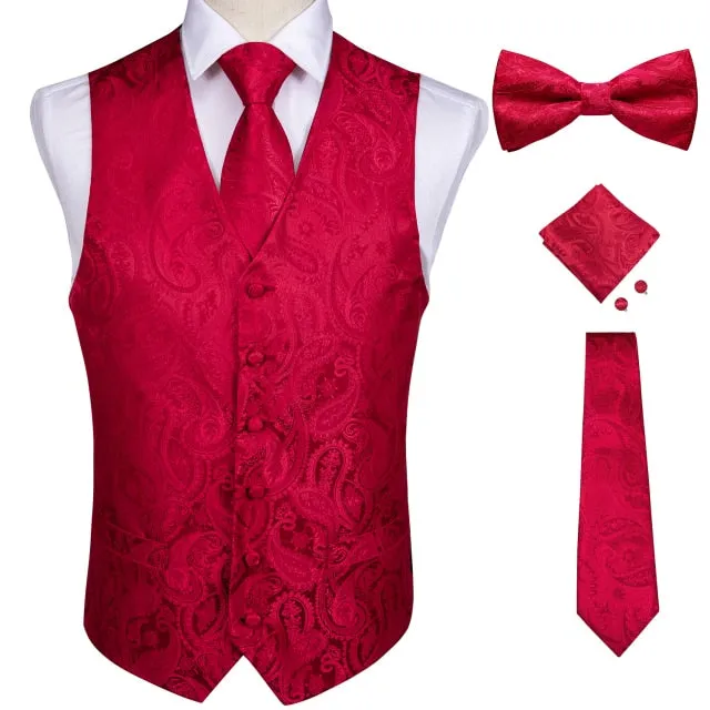 Xituodai Vests For Men Slim Fit Mens Wedding Suit Vest Casual Sleeveless Formal Business Male Waistcoat Hanky Necktie Bow Tie Se