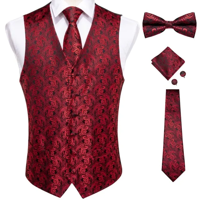 Xituodai Vests For Men Slim Fit Mens Wedding Suit Vest Casual Sleeveless Formal Business Male Waistcoat Hanky Necktie Bow Tie Se