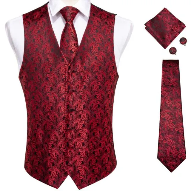 Xituodai Vests For Men Slim Fit Mens Wedding Suit Vest Casual Sleeveless Formal Business Male Waistcoat Hanky Necktie Bow Tie Se