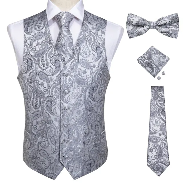 Xituodai Vests For Men Slim Fit Mens Wedding Suit Vest Casual Sleeveless Formal Business Male Waistcoat Hanky Necktie Bow Tie Se