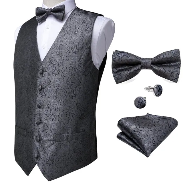 Xituodai Vests For Men Slim Fit Mens Wedding Suit Vest Casual Sleeveless Formal Business Male Waistcoat Hanky Necktie Bow Tie Se