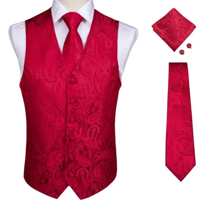 Xituodai Vests For Men Slim Fit Mens Wedding Suit Vest Casual Sleeveless Formal Business Male Waistcoat Hanky Necktie Bow Tie Se