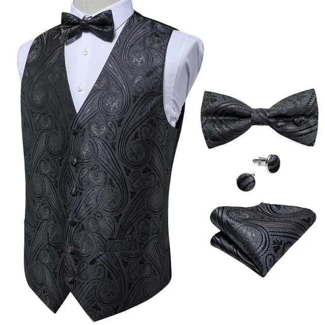 Xituodai Vests For Men Slim Fit Mens Wedding Suit Vest Casual Sleeveless Formal Business Male Waistcoat Hanky Necktie Bow Tie Se