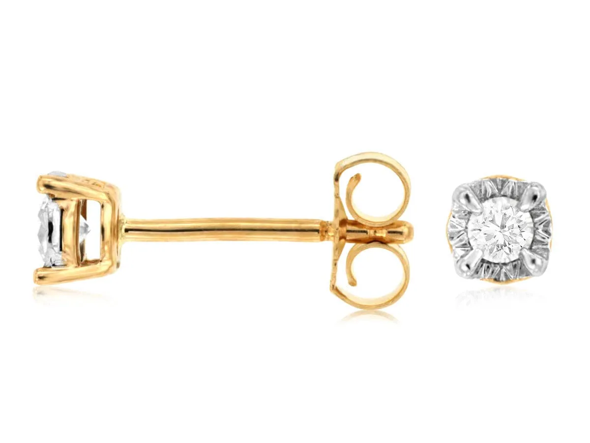 Yellow Gold Diamond Stud Earrings