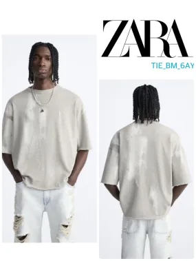 ZARA  |Tie-dye Cotton Short Sleeves T-Shirts